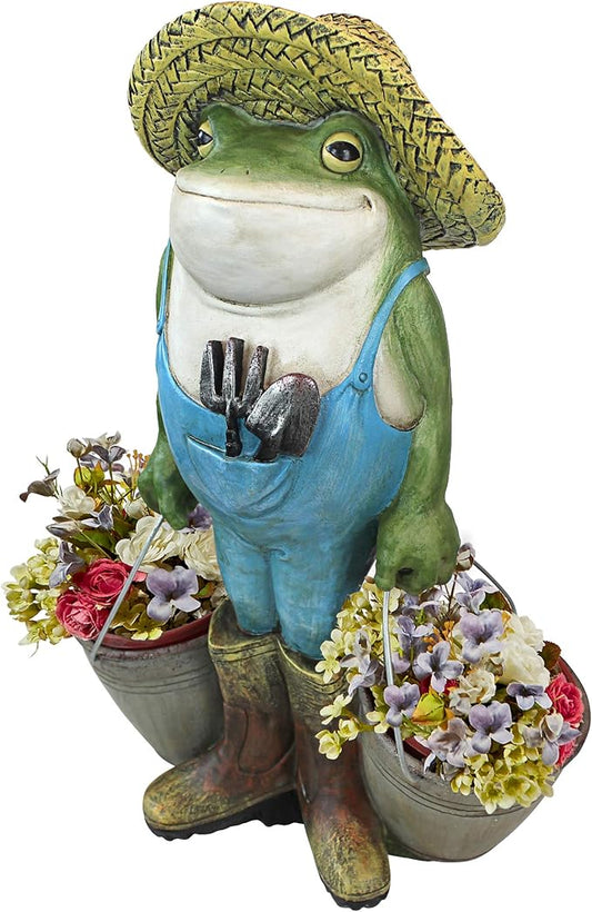 Design Toscano Buckets The Garden Frog Statue