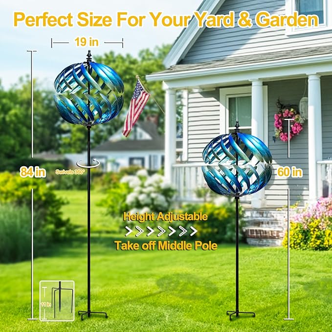 LimeHill Wind Spinner for Yard and Garden - Large Metal Kinetic Wind Sculptures for Outdoor Decorations