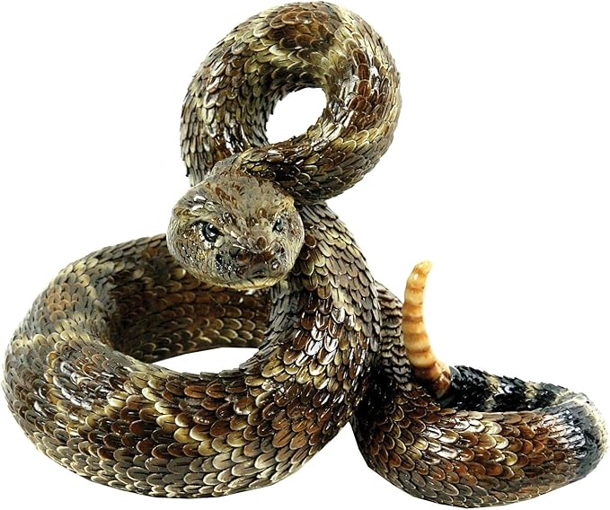 Michael Carr Designs Western Diamondback Rattlesnake L - Outdoor Snake Figurine for gardens, patios and lawns (80057),Brown
