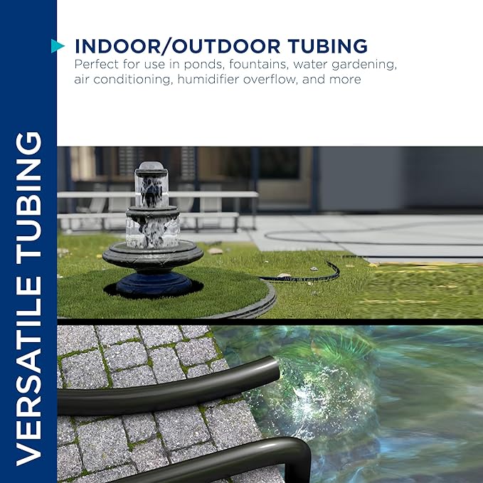 Alpine Corporation 100 Ft. PVC Tubing with 1" Inside Diameter for Ponds and Fountains, Black