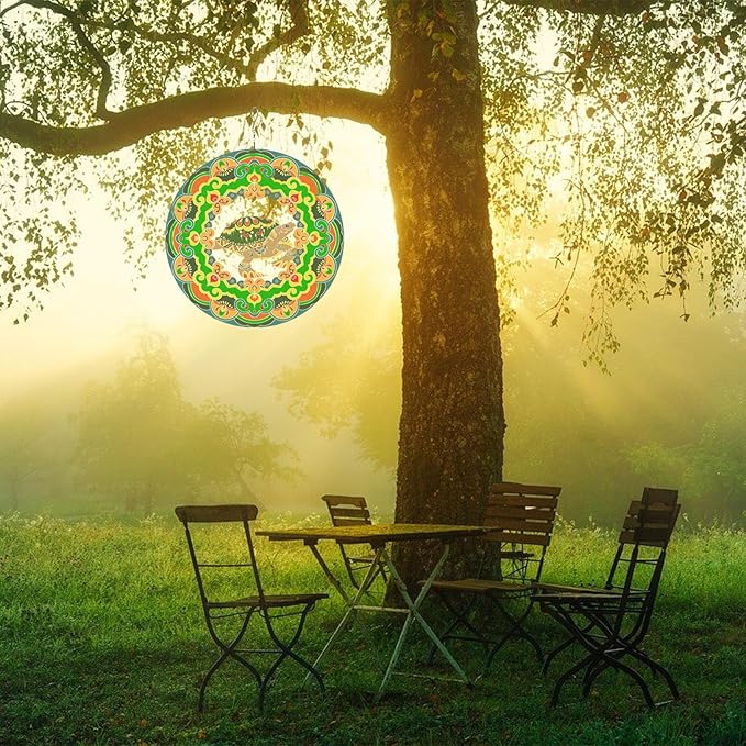 Sea Turtle Wind Spinner Colorful 12 inch 3D Stainless Steel Laser Cut Metal Double Sided Printing-Hanging Indoor/Outdoor Decorations Yard Gardening Decor,Metal Kinetic Art Ornament Gifts