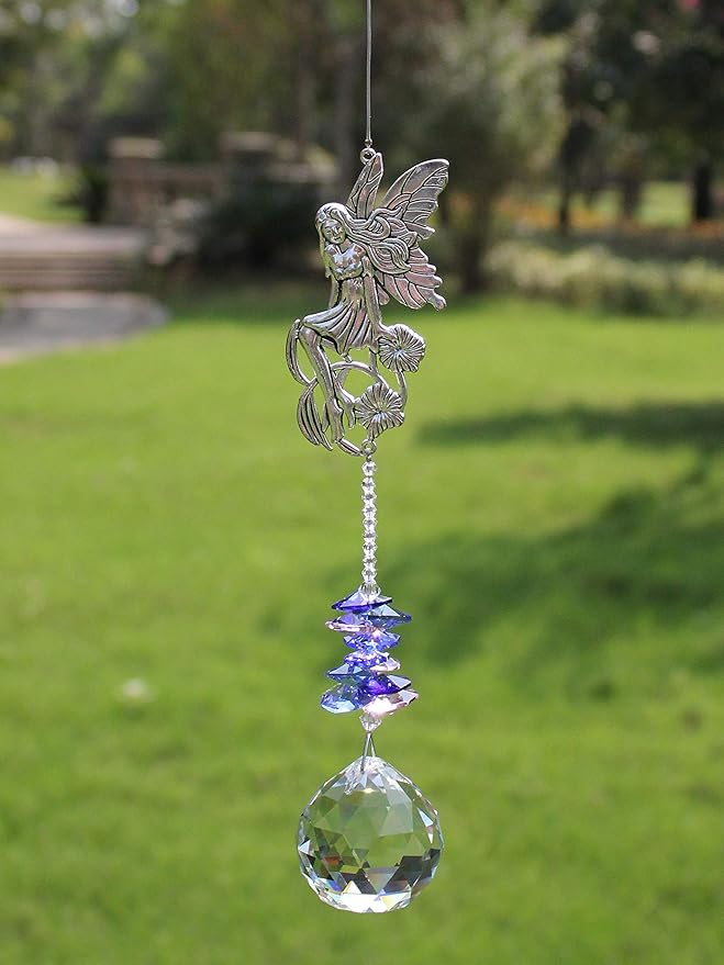 Crystal Garden Suncatcher Hanging Crystals Ornament for Window Rainbow Maker Prisms Home Decor Gift Boxed Sun Catcher Gift Idea for Mom Friends Grandma,Fairy