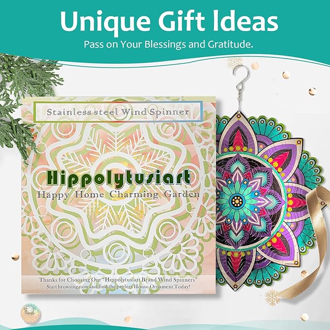 Wind Spinner for Yard and Garden,12in 3D Wind Spinner Mandala Purple Starlight,Wind Spinners Outdoor&Indoor Yard Art Decor,Christmas Decoration,Wind Sculpture Gift for Women/Mother/Men