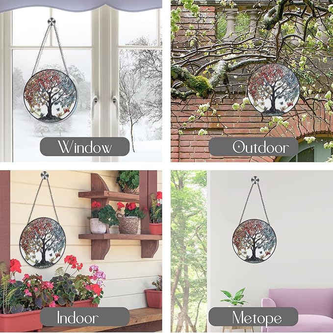 Tree of Life Garden Sun Catcher, Stained Glass Window Hanging, Suncatchers for Windows Hanging, for Friends, Family, and Women 6.31 * 6.31