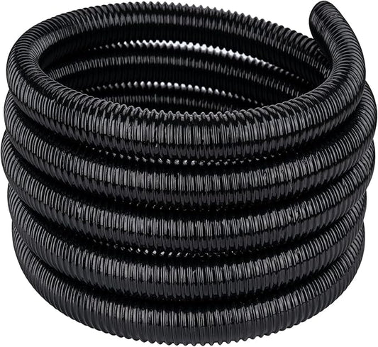 Pond Tubing 3/4” × 10ft- Black Corrugated Flexible PVC Hose, Kinkproof & Strong for Garden Ponds, Waterfall Sump Pump Pond Hose