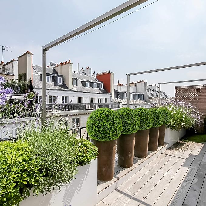 Sunnyglade 2 PCS 15.7 inch 3 Layers Artificial Plant Topiary Ball Faux Boxwood Decorative Balls for Backyard, Balcony,Garden, Wedding and Home Décor