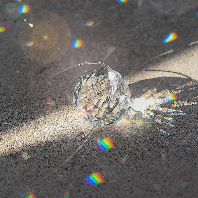 MerryNine 30mm/1.18" 15 Pack Crystal Ball Prism Sun Shine Catcher Rainbow Pendants Maker, Hanging Crystals Prisms for Windows, for Feng Shui, for Gift (Clear)