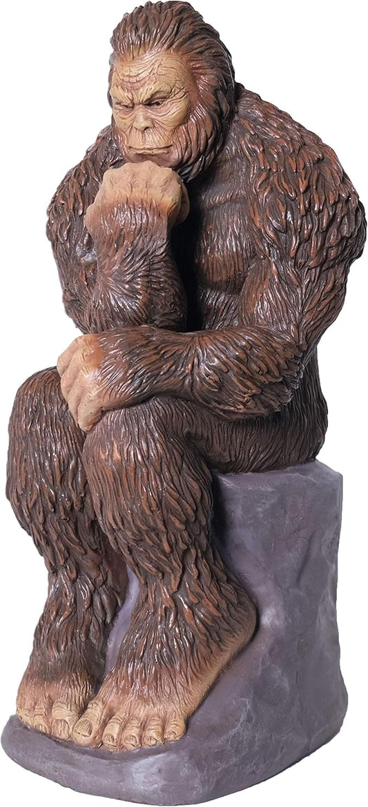 Bigfoot Thinker Garden Statue - Yeti Decorative, Sasquatch Sculpture for Patio, Deck, Office, Outdoor- Full-Color Resin (8 Inch)