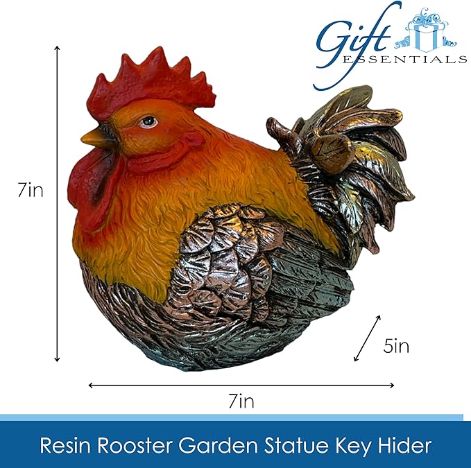 Rooster Garden Statue Quietly Holds a Hidden Key Outside for Your House or in Your Kitchen for Your Car