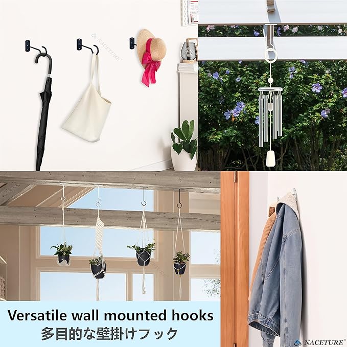 NACETURE Ceiling Hooks Heavy Duty 2 Pack - Plant Hooks for Ceiling Hanging Hook for Hanging Basket Hook, Light, Bird Feeders, Wind Chimes Décor Indoor & Outdoor (2.5" White 2 Pack)