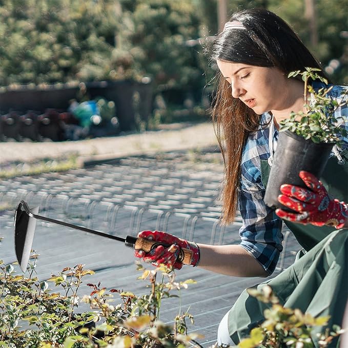 Japanese Weeding Sickle Hoe, Sickle Garden Tool Hand Grass Sickle, Weeding Tool for Gardening with High Carbon Sharp Steel Blade Edge for Cutting Grass,Digging Quick Work (Hoe Sickle)