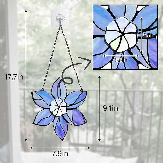 Stained Glass Window Hanging - Double-Layered Flowers Stain Glass Decoration Sun Catchers Indoor Window,Floral Suncatcher Gift for Mom Grandma Nana Aunt