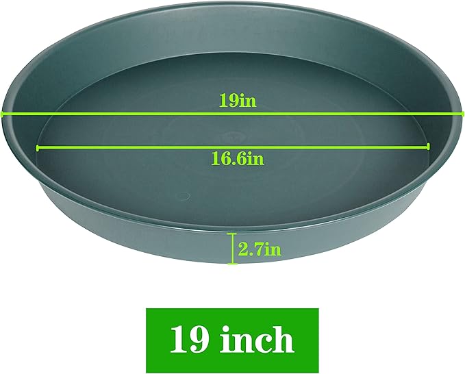 2 Pack of Bird Bath Bowl 19", 2.3" Depth, 18 19 inch Plant Tray Saucer, Plastic Birdbath Bowls Only, Birdbath Dish for The Garden, Large Plant Saucer (19", Green)