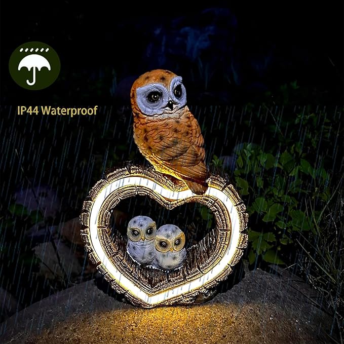 Solar Outdoor Garden Statue, Garden Decor Waterproof Solar Owl Lights for Outside Yards, Art Lawns,Christmas,Home Decor,Birthday Gifts for Women Mom(Love Owl)