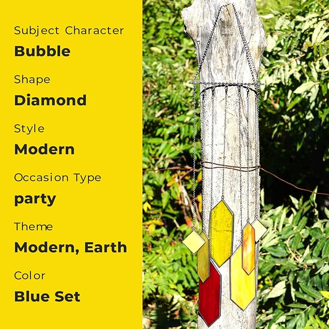 Sensory4U Stained Glass Suncatcher – Element Earth Tones Window Hanging Wall Art – Modern Design Home or Garden Décor – Unique Glass Suncatcher for Window, Porch, or Patio