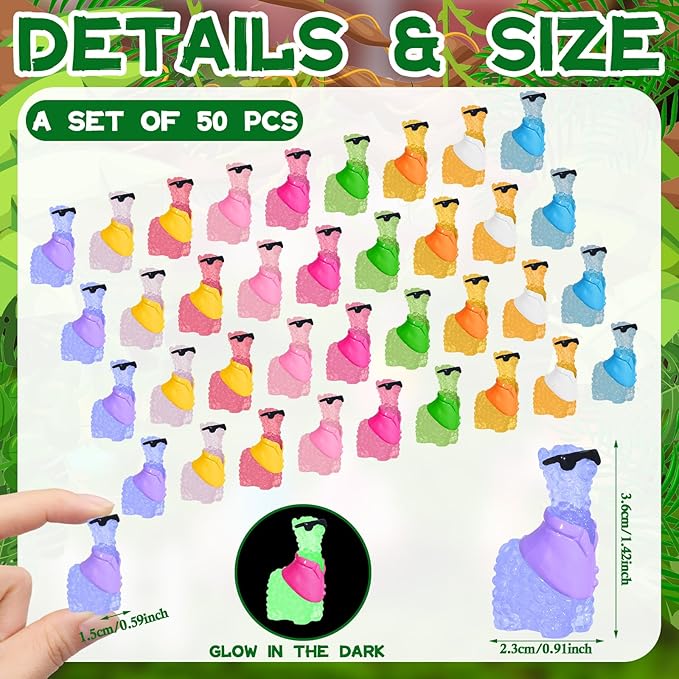Poen 50 Pcs Resin Miniature Alpaca Figurines Glow in Dark Luminous Mini Animals Alpaca Llama for Garden Landscape Aquarium Dollhouse Decor(Elegant Style)