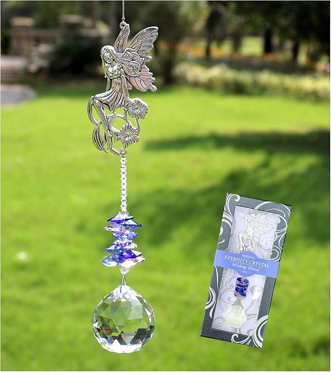 Crystal Garden Suncatcher Hanging Crystals Ornament for Window Rainbow Maker Prisms Home Decor Gift Boxed Sun Catcher Gift Idea for Mom Friends Grandma,Fairy