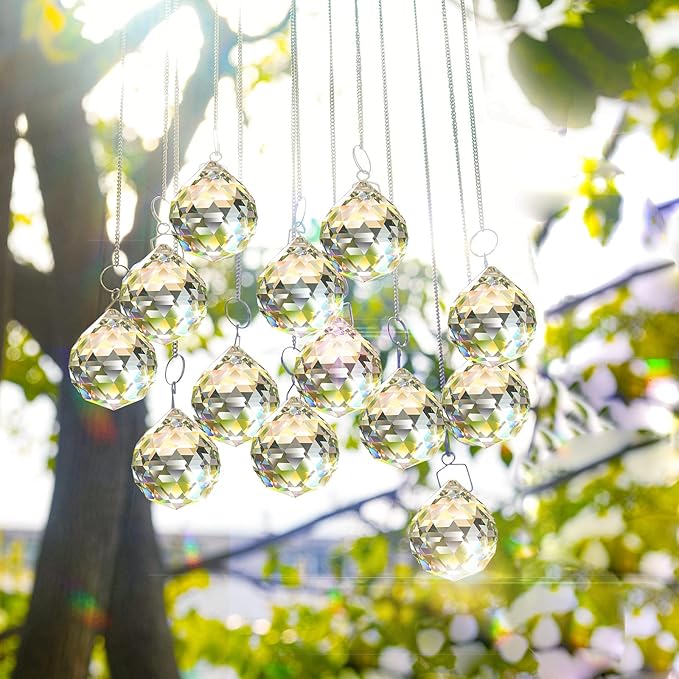 MerryNine 40mm Clear Crystal Ball Prism Sunshine Catcher Rainbow Pendants Maker, Hanging Crystals Prisms for Windows, for Feng Shui, for Gift(40mm/1.57" 10pack)