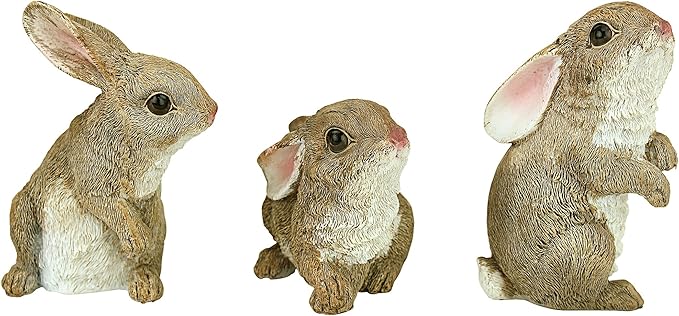 Design Toscano QM92008 The Bunny Den Rabbits Indoor/Outdoor Garden Animal Statues, 3 Inches Wide, 4 Inches Deep, 5 Inches High, Full Color Finish