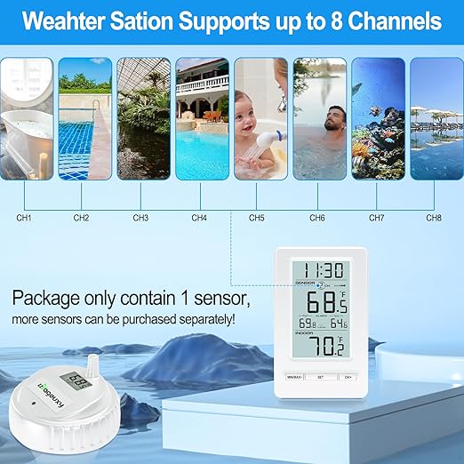 Urageuxy Pool Thermometer, Digital Wireless Water Thermometer Floating Easy Read, IPX8 Waterproof for Hot Tub/Ice Bath/Pond/Swimming Pools/Cold Plunge/SPA/Aquarium