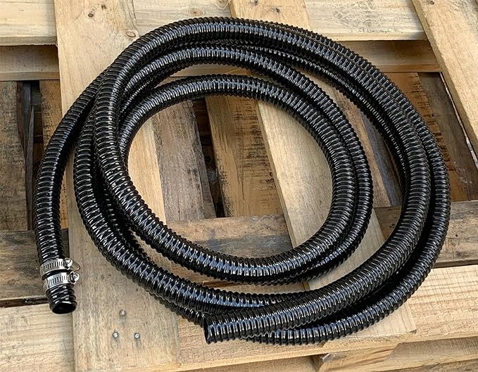 PEISONGFFI 1" ID- 10 Ft Corrugated Water Hose Black Corrugated Strong Flexible Pond PVC Sump Pump DischargeTubing