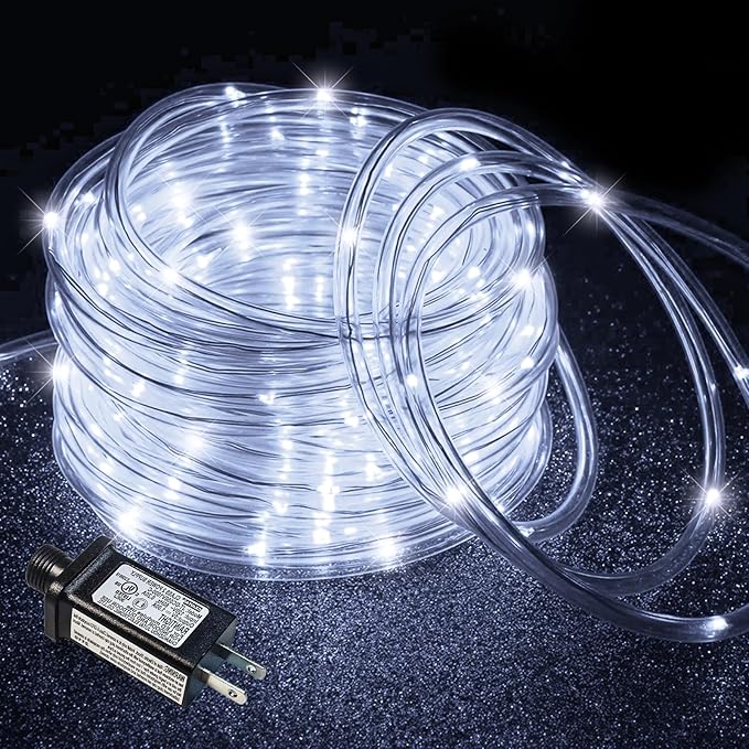 Rope Lights for Outside, 66FT 200 LED Christmas String Lights with Waterproof 8 Modes, Flexible and Connectable Plug in Fairy Light for Outdoor Indoor Patio Pool Garden Party Holiday Decor, White