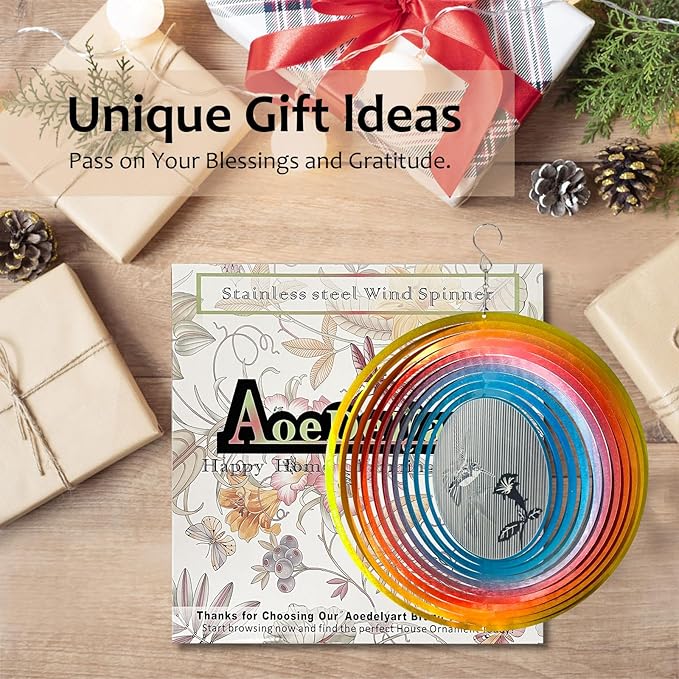 3D Animations Hummingbird Wind Spinner for Yard and Garden,12In Metal Wind Spinners Hummingbird Gift for Women Mom Grandma Wife,Outdoor Garden Decor Hanging Kinetic Yard Art Wind Sculpture