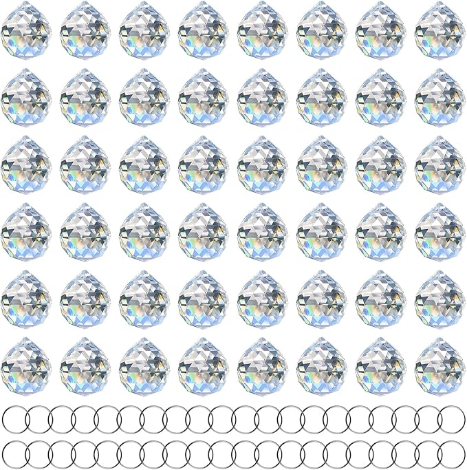 MerryNine 20mm Clear Crystal Ball Prism Sun Shine Catcher Rainbow Pendants Maker, Hanging Crystals Prisms for Windows, for Feng Shui, for Gift (20mm/0.79" 48pack, 48)