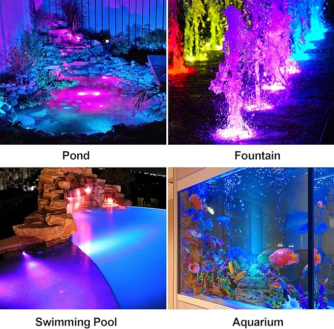 POPOSOAP Solar Pond Lights, RGB LED Pond Lights Waterproof IP68, 2200mAh Battery Underwater Solar Light with Two Modes Options for Pond Fountain Pool Garden Decoration(3 Headlamp)