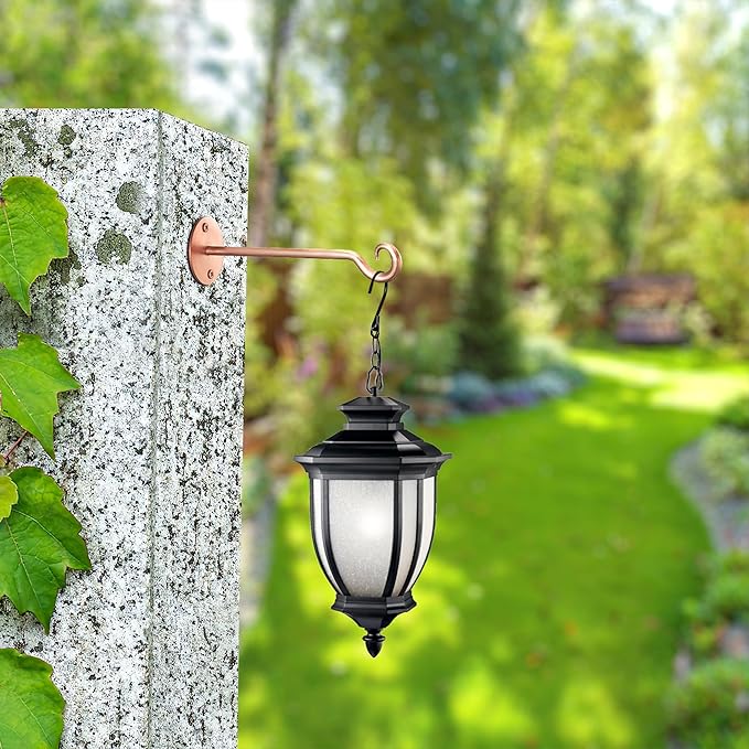 Monarch Abode Wall Mount Plant Hook Premium Metal Decorative Hanging Bracket for Plants Bird Feeders Planters Home Decor, Heavy Duty, 7.5 inch, Set of 2, Brushed Copper Finish