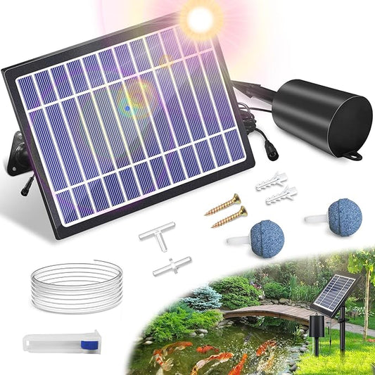 Solar Pond Aerator with Air Pump, 3 Modes(18H/36H/72H) Solar Aerator for Ponds Outdoor, 4W & 2200 mAh Solar Powered Air Pump with Bubble Regulator for Small Fish Pond, Stock Tank, Aquarium Hydroponics