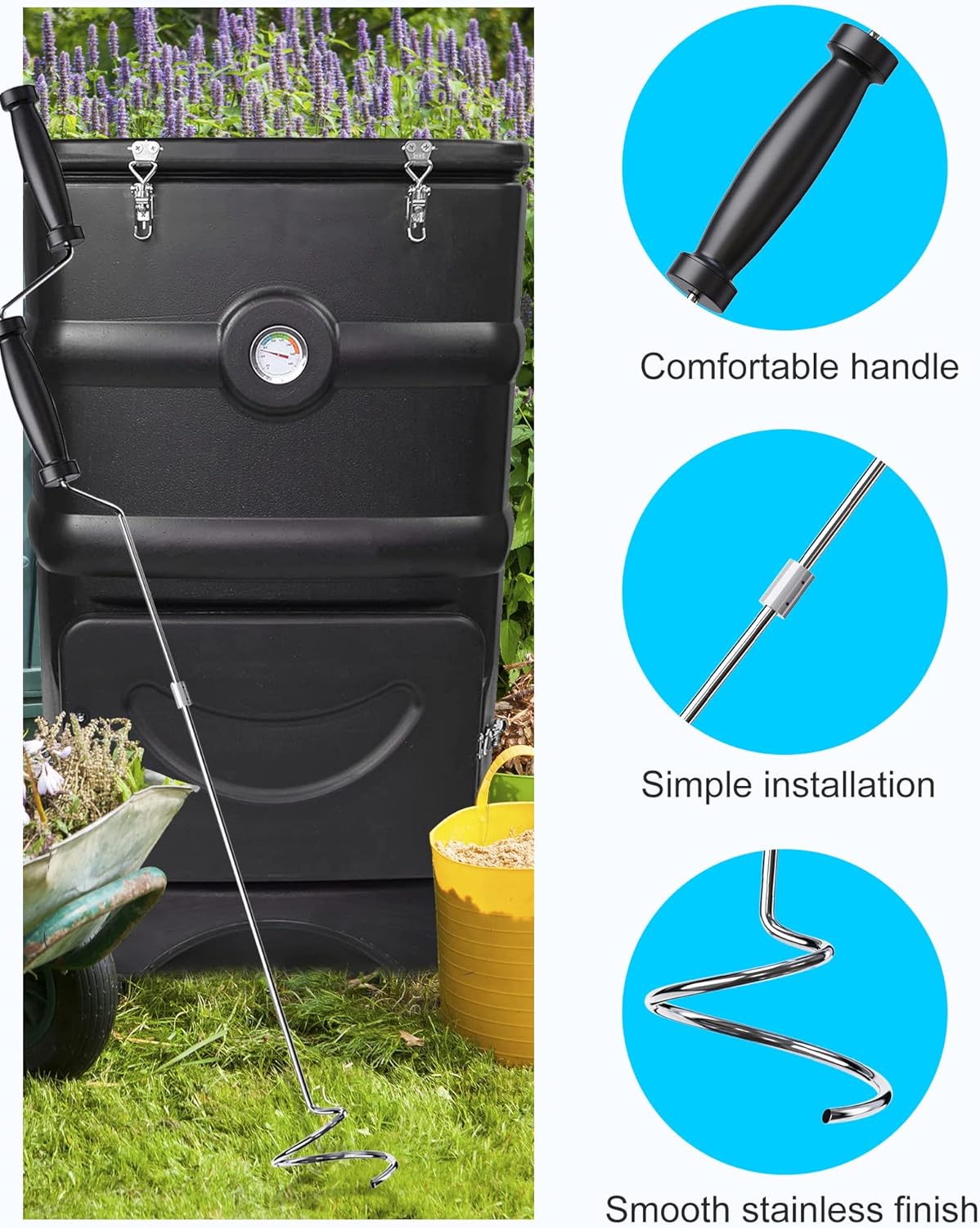 SQUEEZE master Compost Aerator-Compost Turner and Mixing Tool-Compost Aeration Tool