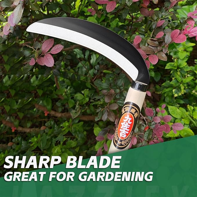 Japanese Weeding Sickle Garden Tool - Garden Hand Weeder Sickle Tool,Scythe Tool for Gardening,Manual Grass Sickle Carbon Steel Blade Cutter Gardening Quick Work (Weeding Sickle)