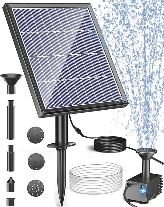 Biling Solar Fountain for Bird Bath with Water Pump Kit, 4.5 W 48 GPH Solar Water Pump with 4ft Tubing for Hummingbird Bath, Small Pond and Fish Tank