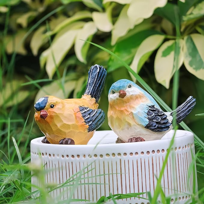 TERESA'S COLLECTIONS Bird Garden Decor Outdoor Statues Figurines, Set of 3 Birds Garden Statues Indoor Outdoor Decor Resin Lawn Ornaments Home Decor Window Yard Porch Patio Garden Gifts for Women Mom