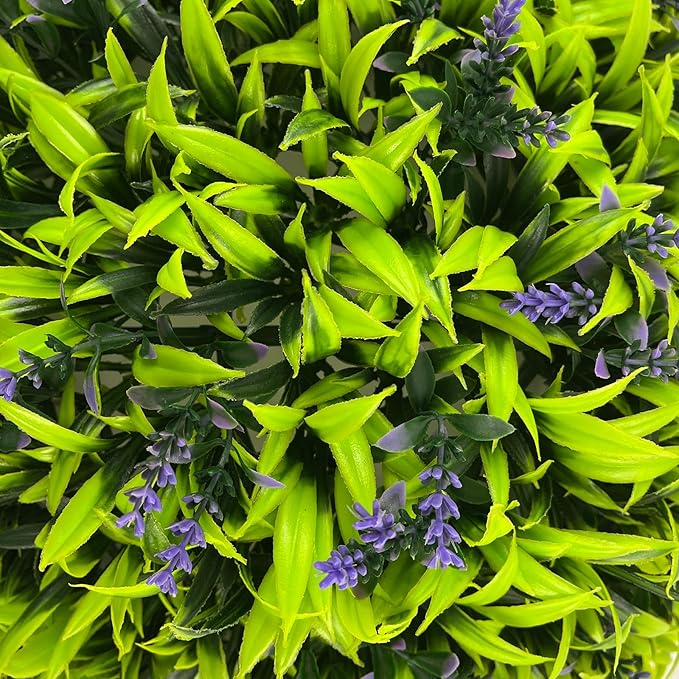 Sunnyglade 2 PCS 15 inch Artificial Plant Topiary Ball Faux Boxwood Decorative Balls for Backyard, Balcony,Garden, Wedding and Home Décor (Purple)