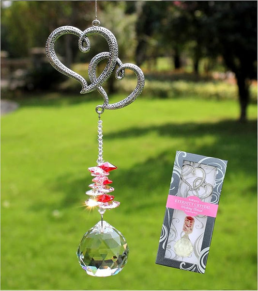 Crystal Garden Suncatcher Hanging Crystals Ornament for Window Rainbow Maker Prisms Home Decor Gift Boxed Sun Catcher Gift Idea for Mom Friends Grandma,Hearts