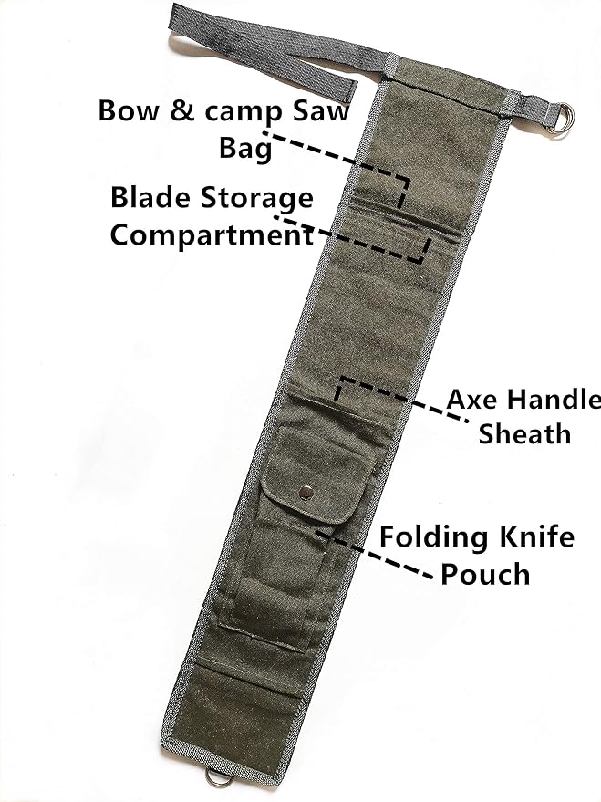 TIPU Axe and Saw Sling, Agawa Saw Bag, Bucksaw Bag, Canvas Sheath for BOREAL21 Folding Bow Saw