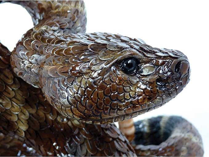 Michael Carr Designs Western Diamondback Rattlesnake L - Outdoor Snake Figurine for gardens, patios and lawns (80057),Brown