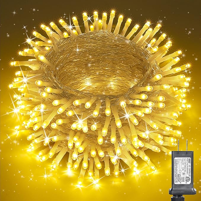Warm White 75 Ft 200 LED Christmas String Lights - Connectable, 8 Modes, Timer, Waterproof Fairy Twinkle Lights for Christmas Party, Garden, Patio, Home, Holiday, Xmas Tree Decorations