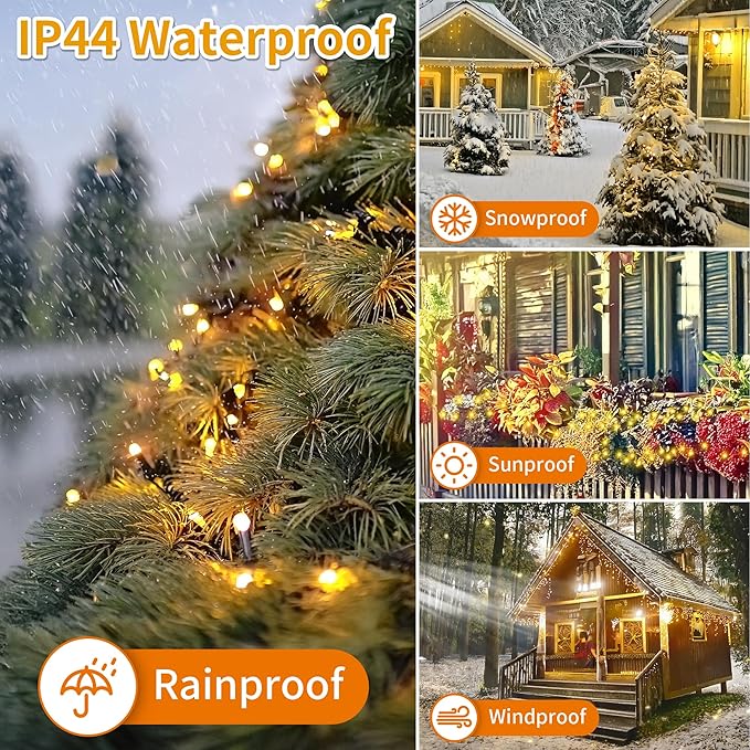 500 LEDs 172ft Green Cable Wire Christmas Light Fairy String Tree Twinkle Lights Plug in 12 Modes for Christmas Party, Outdoor, Garden, Wedding, Home Decoration (White)