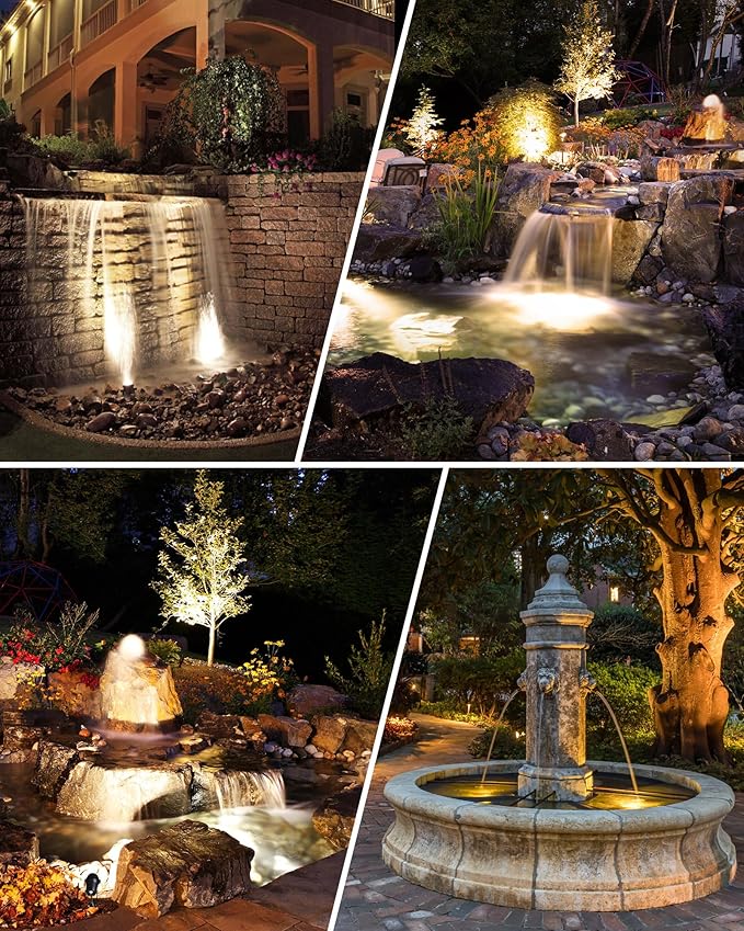 SUNVIE 3W Pond Lights LED Underwater 12-24V AC/DC Low Voltage Fountain Lights LED Underwater 3000K Warm White IP68 Waterproof Underwater Pond Lights for Outdoor Ponds Fountains Waterfalls, 2 Pack