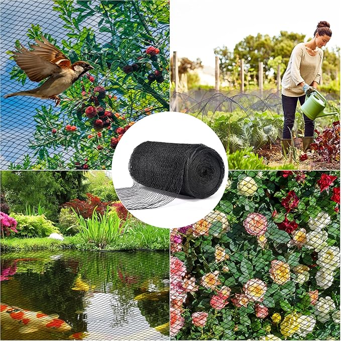 Pond Netting, 15 x 20 FT Pond Net Heavy Duty Pond Netting for Koi Ponds, Garden Pool Fine Mesh Netting Kit for Leaves, Protects Koi Fish from Birds Cats Predators, with 14 Stakes and 30 Cable Zip Ties