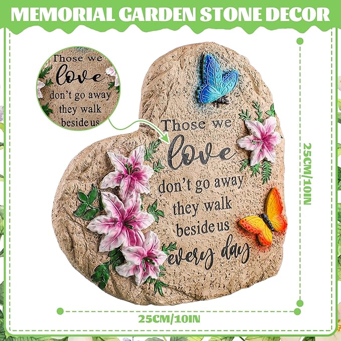 Jetec Memorial Garden Stone Sympathy Gift Decor Those We Love Don't Go Away Memorial Bereavement in Memory of Loss of Loved One Condolence Gifts for Outdoors(10 Inch)