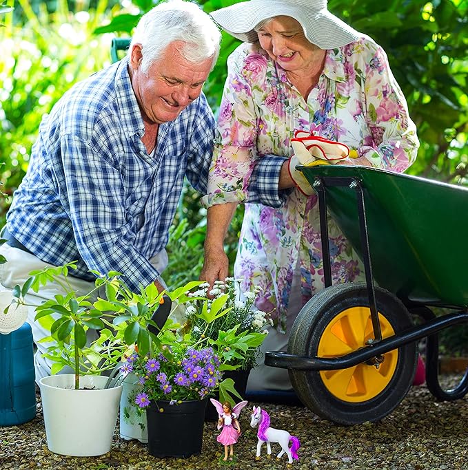 Mood Lab Fairy Garden - Fairy with Unicorn Set of 2 pcs - Miniature Figurines Statue Kit - Outdoor or House Decor