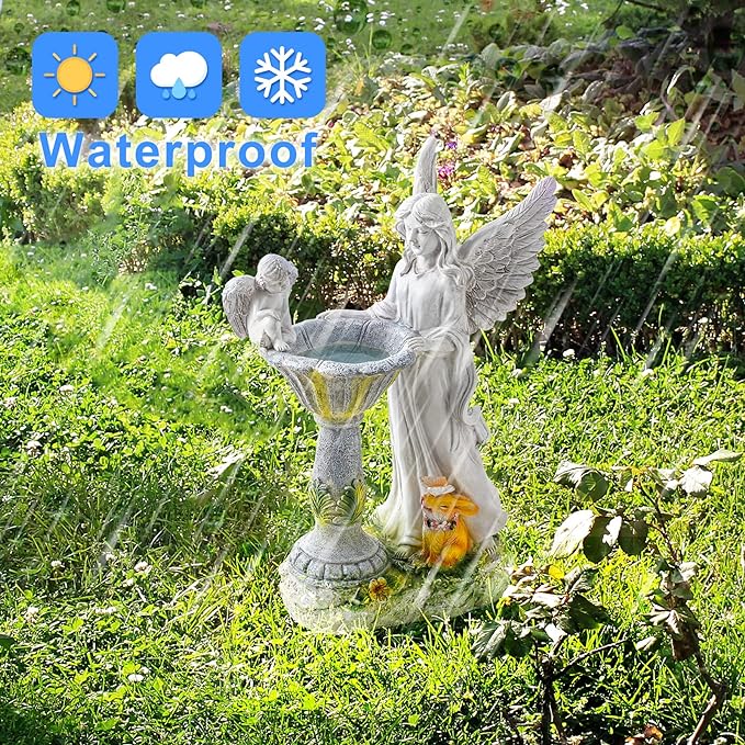 Solar Garden Statues-Angel Outdoor Statues with Color Changing Lights,Garden Sculptures & Statues,Resin Garden Statues Outdoor Clearance for Garden Decor