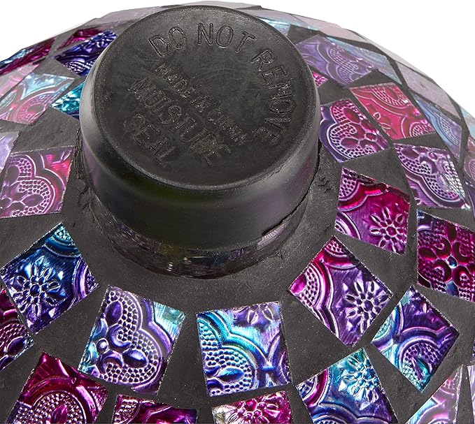 Alpine Corporation 10" Diameter Indoor/Outdoor Glass Mosaic Gazing Globe Yard Decoration, Purple Embossed Tile
