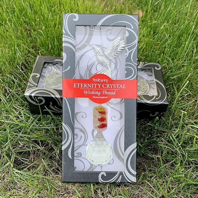 Crystal Garden Suncatcher Hanging Crystals Ornament for Window Rainbow Maker Prisms Home Decor Gift Boxed Sun Catcher Gift Idea for Mom Friends Grandma,Hummingbird