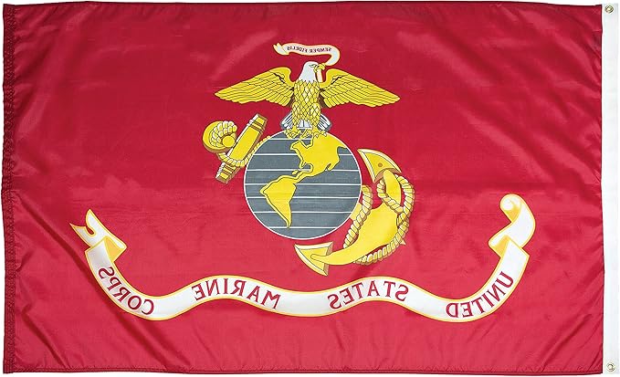 FlagSource U.S. Marine Corps Nylon Military Flag, Made in The USA, 5x8'