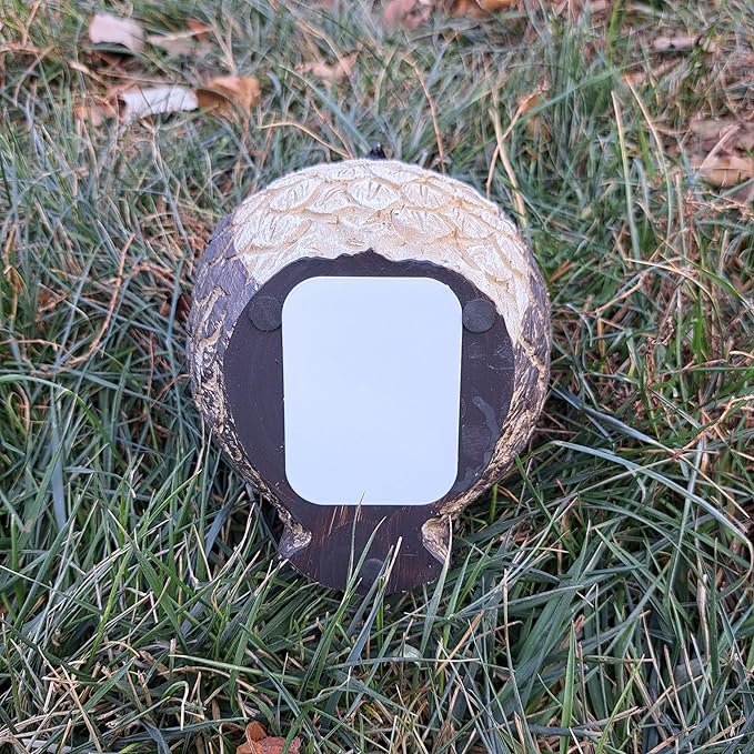 Stocky Owl Garden Decor Holds a Hidden Key Outside - Secret Magnetic Panel Key Hider